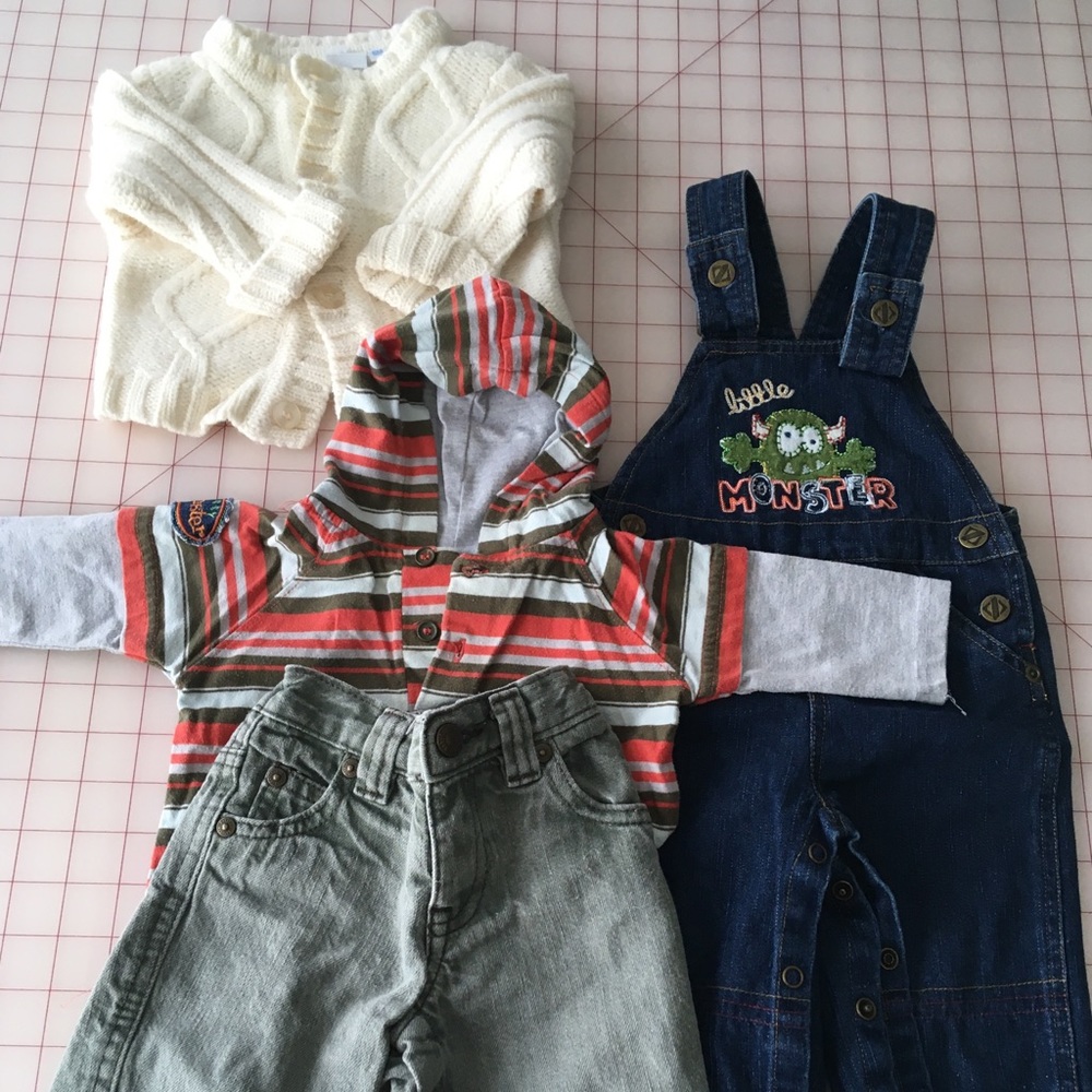 Pants and Hoodie Outfits- Four piece - Baby size 3-6 mo.